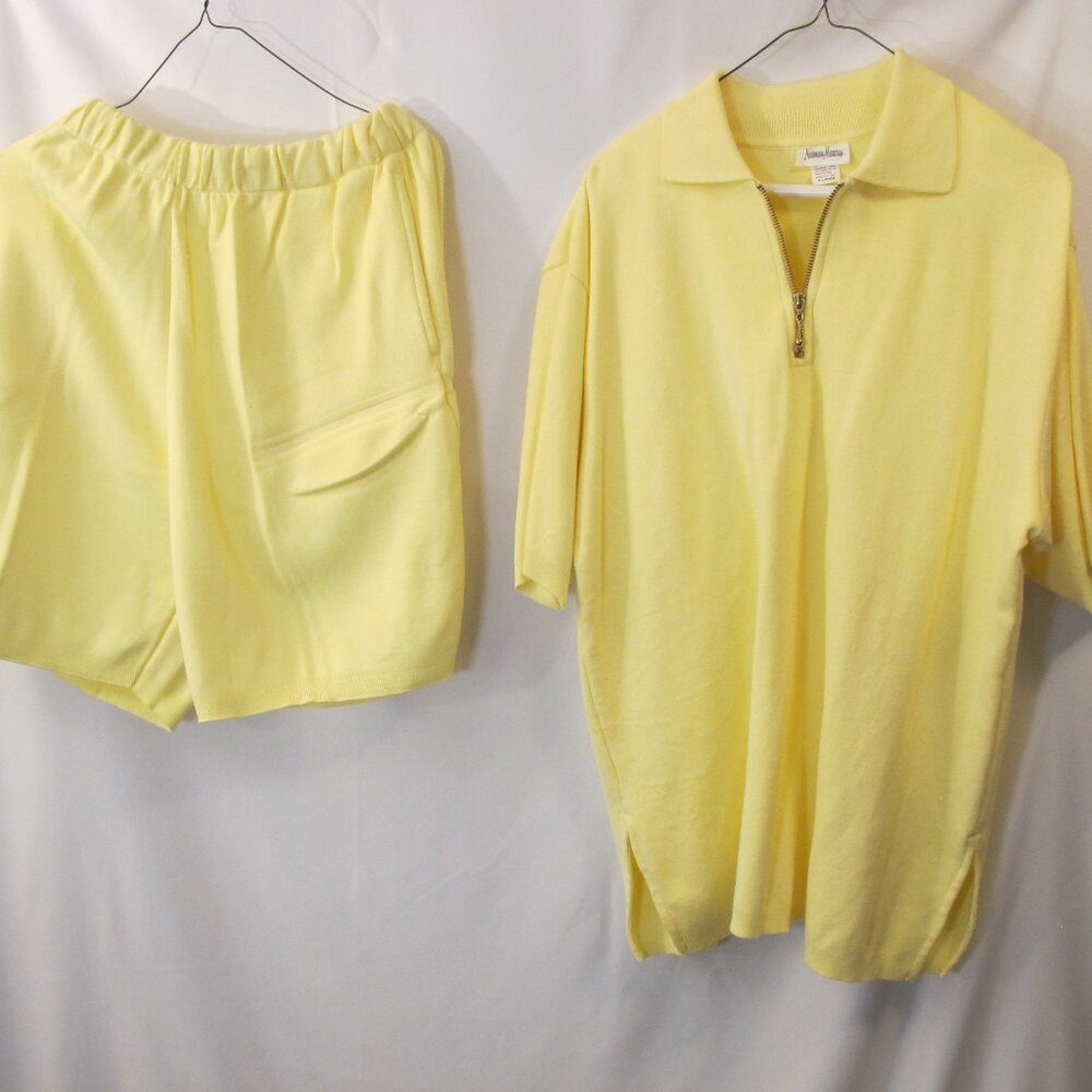 Neiman Marcus knit two piece yellow short and top set  XL
